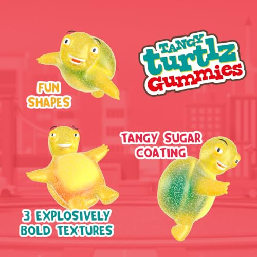 ChewzMe - Tangy Turtlz Gummies. Turtle Gummies In Bold Flavors Like Blue Raspberry and Cherry. Sour Candy Made With Pure Cane Sugar and No High Fructose Corn Syrup. Taste An Explosive Blast Of Flavor (6.56 oz bag)