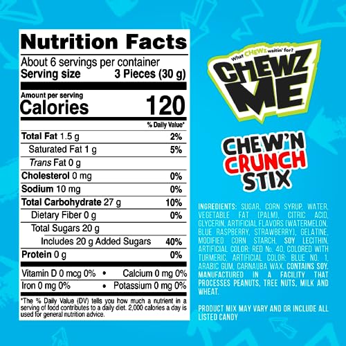 ChewzMe Chewy N’ Crunchy Stix. (6 oz Bag)