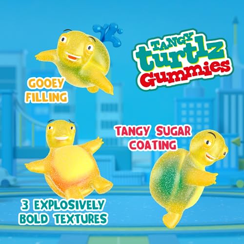 ChewzMe - Tangy Turtlz Gummies. Turtle Gummies In Bold Flavors Like Blue Raspberry and Cherry. Sour Candy Made With Pure Cane Sugar and No High Fructose Corn Syrup. Taste An Explosive Blast Of Flavor (3.2 oz bag)