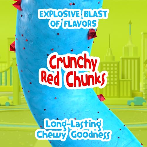 ChewzMe Chewy N’ Crunchy Stix - Sour Straws With Chunky Pieces in Three Flavors, Blue Raspberry, Watermelon, or Strawberry. Rope Candy Made With Pure Cane Sugar and No High Fructose Corn Syrup. (3.9 oz Bag)